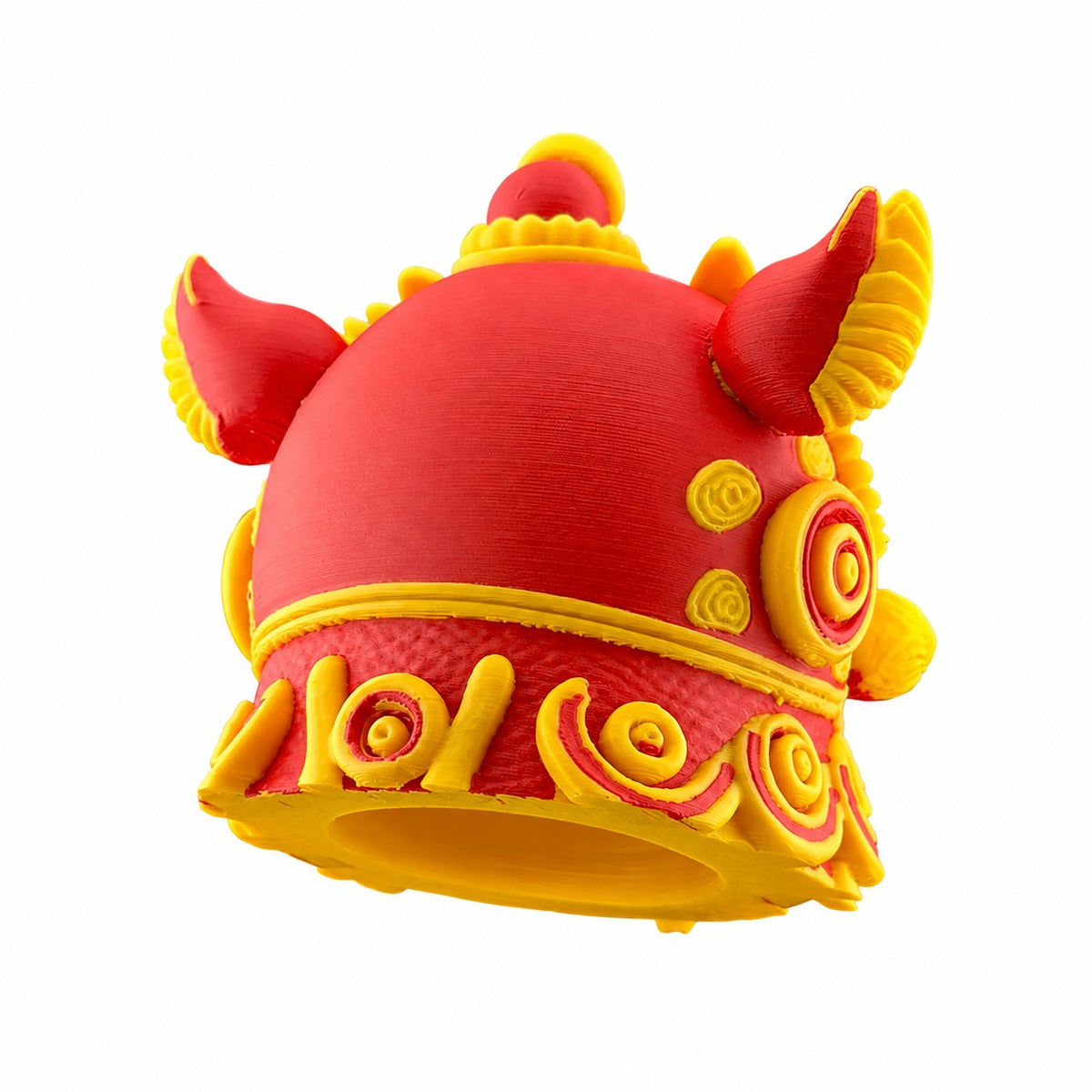 Towbar Republic Dancing Lion 3D printed towbar cover in red and yellow for 50mm European tow balls.