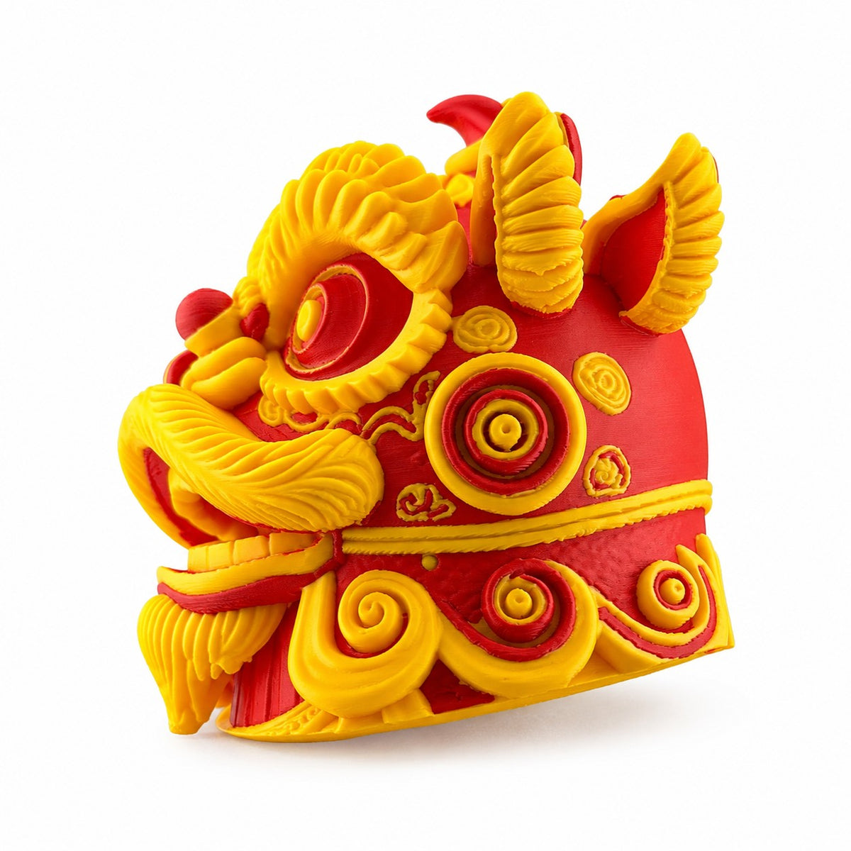 Towbar Republic Dancing Lion 3D printed towbar cover in red and yellow for 50mm European tow balls.