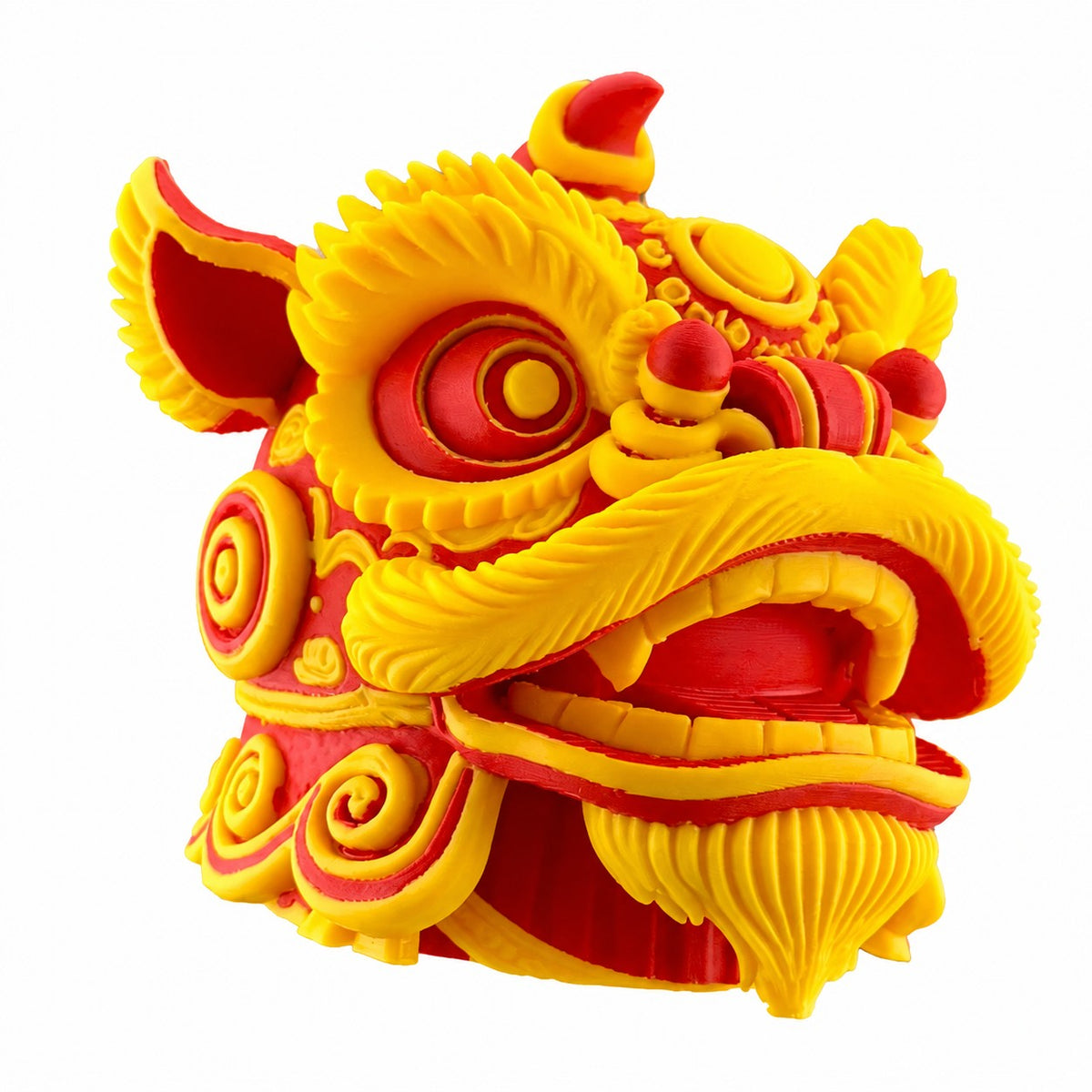 Towbar Republic Dancing Lion 3D printed towbar cover in vibrant red and yellow for 50mm European tow balls.